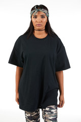 Blank t-shirt mock-up - Cool streetwear fashion girl ready for your design