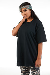 Blank t-shirt mock-up - Cool streetwear fashion girl ready for your design