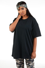 Blank t-shirt mock-up - Cool streetwear fashion girl ready for your design