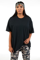 Blank t-shirt mock-up - Cool streetwear fashion girl ready for your design