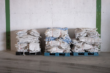 Jumbo empty bags for packing rice For convenience in storage in warehouses. Thailand rice mill.