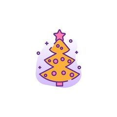 christmas tree creative icon. flat multicolored illustration. From christmas icons collection. Isolated christmas tree sign on white background