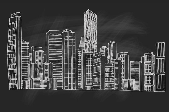 vector sketch of cityscape of Maiami, USA.