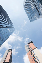 Fototapeta na wymiar High - rise commercial buildings in modern cities