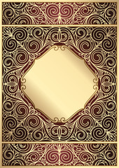 Golden ornate art deco vintage card
