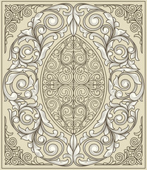 Vintage decorative ornate monochrome card