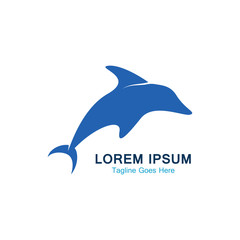 Dolphin smart fish jump logo in the sea template design icon