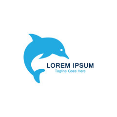 Dolphin smart fish jump logo in the sea template design icon