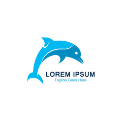 Dolphin smart fish jump logo in the sea template design icon