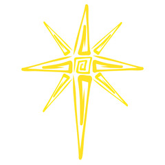 Abstract yellow christmas star, creative pattern on white background