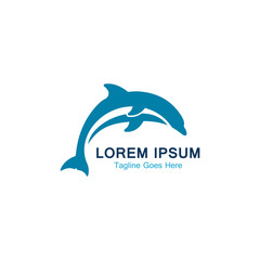 Dolphin smart fish jump logo in the sea template design icon