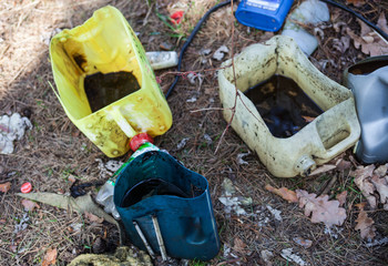 Plastic canisters on the landfill