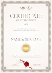 Certificate or diploma retro vintage design 