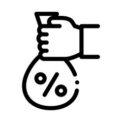 Hand Giving Percent Icon Vector. Outline Hand Giving Percent Sign. Isolated Contour Symbol Illustration