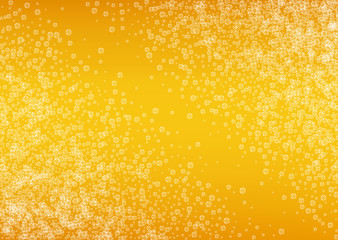 Beer foam. Craft lager splash. Oktoberfest background. pub banner layout. Bavarian pint of ale with realistic white bubbles. Cool liquid drink for Yellow glass with beer foam.