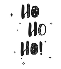 Christmas lettering of Santa Ho Ho Ho. Handwritten text. Vector isolate on a white background.