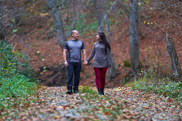 Fototapeta premium Couple walking and having fun
