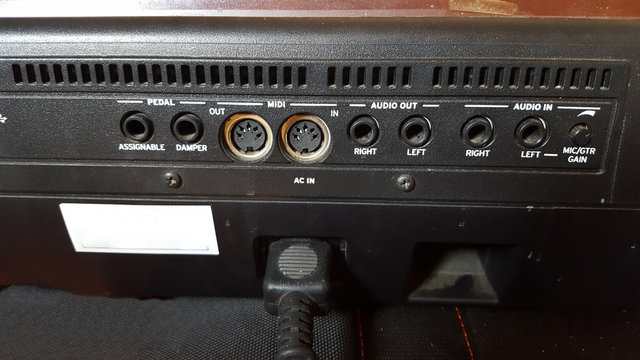 Back side panel of modern piano or organ for more function, option recording or audio mode