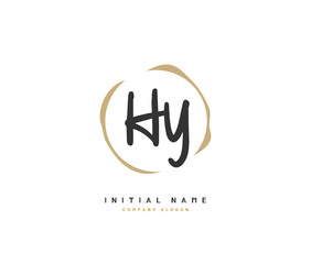 H Y HY Beauty vector initial logo, handwriting logo of initial signature, wedding, fashion, jewerly, boutique, floral and botanical with creative template for any company or business.
