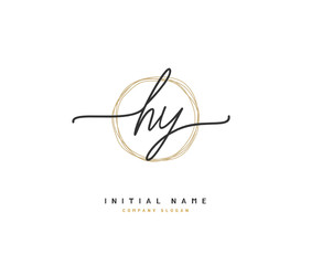 H Y HY Beauty vector initial logo, handwriting logo of initial signature, wedding, fashion, jewerly, boutique, floral and botanical with creative template for any company or business.