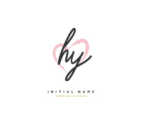 H Y HY Beauty vector initial logo, handwriting logo of initial signature, wedding, fashion, jewerly, boutique, floral and botanical with creative template for any company or business.