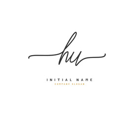 H U HU Beauty vector initial logo, handwriting logo of initial signature, wedding, fashion, jewerly, boutique, floral and botanical with creative template for any company or business.