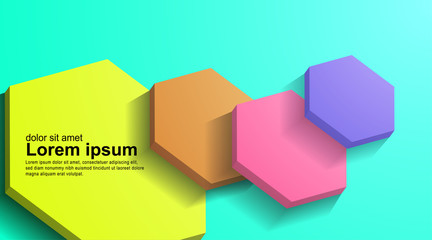 overlapping abstract vector 3d hexagon background with pastel colors