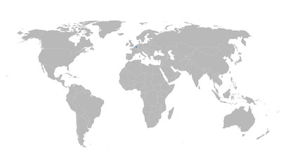 Fototapeta na wymiar Belgium marked blue on world map vector