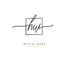 H W HW Beauty vector initial logo, handwriting logo of initial signature, wedding, fashion, jewerly, boutique, floral and botanical with creative template for any company or business.