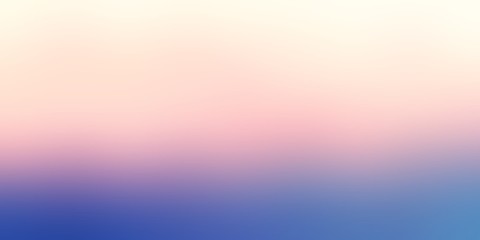 Pink dawn in blue sky empty banner. Sunrise large format image. Heaven abstract texture. Morning blurred background. Defocused illustration.