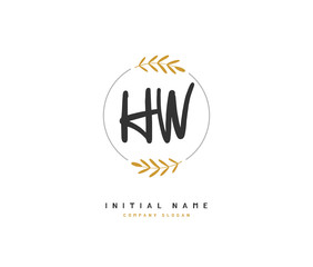 H W HW Beauty vector initial logo, handwriting logo of initial signature, wedding, fashion, jewerly, boutique, floral and botanical with creative template for any company or business.