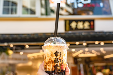 Xing Fu Tang, Popular Brown Sugar Bubble Milk Store in Ximending main street market, Wanhua district. Taipei, Taiwan
