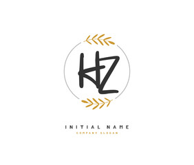 H Z HZ Beauty vector initial logo, handwriting logo of initial signature, wedding, fashion, jewerly, boutique, floral and botanical with creative template for any company or business.
