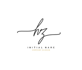 H Z HZ Beauty vector initial logo, handwriting logo of initial signature, wedding, fashion, jewerly, boutique, floral and botanical with creative template for any company or business.