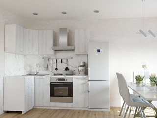 3d rendering of new modern kitchen