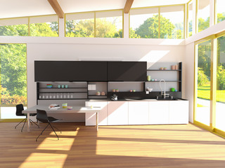 3d rendering of new kitchen interior in large mansion