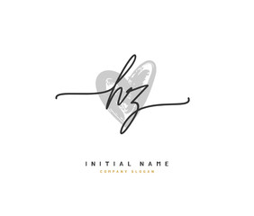 H Z HZ Beauty vector initial logo, handwriting logo of initial signature, wedding, fashion, jewerly, boutique, floral and botanical with creative template for any company or business.
