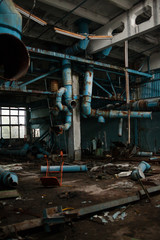 Inside the ruined and abandoned industrial plant