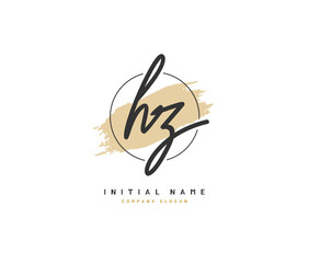 H Z HZ Beauty vector initial logo, handwriting logo of initial signature, wedding, fashion, jewerly, boutique, floral and botanical with creative template for any company or business.