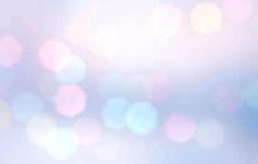 Fototapeta premium Holiday shimmer formless texture. Bokeh abstract pattern. Bright lights blurred background. White blue pink gradient. Imagination glare illustration.