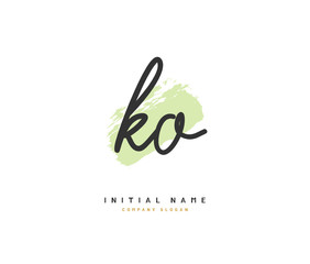 K O KO Beauty vector initial logo, handwriting logo of initial signature, wedding, fashion, jewerly, boutique, floral and botanical with creative template for any company or business.