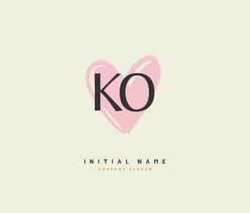 K O KO Beauty vector initial logo, handwriting logo of initial signature, wedding, fashion, jewerly, boutique, floral and botanical with creative template for any company or business.