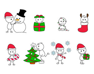 Stick figure doodle christmas and holiday season