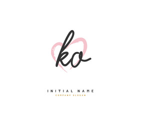 K O KO Beauty vector initial logo, handwriting logo of initial signature, wedding, fashion, jewerly, boutique, floral and botanical with creative template for any company or business.