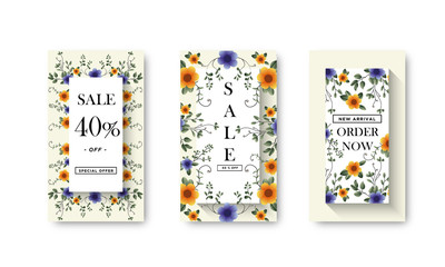 Social Media Stories Template Post With Flower Ornament