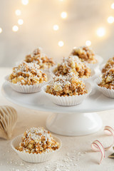 caramel crumbs cakes Anthill with coconut flakes