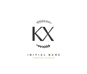 K X KX Beauty vector initial logo, handwriting logo of initial signature, wedding, fashion, jewerly, boutique, floral and botanical with creative template for any company or business.
