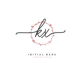 K X KX Beauty vector initial logo, handwriting logo of initial signature, wedding, fashion, jewerly, boutique, floral and botanical with creative template for any company or business.