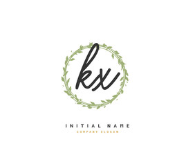 K X KX Beauty vector initial logo, handwriting logo of initial signature, wedding, fashion, jewerly, boutique, floral and botanical with creative template for any company or business.