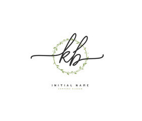 K B KB Beauty vector initial logo, handwriting logo of initial signature, wedding, fashion, jewerly, boutique, floral and botanical with creative template for any company or business.